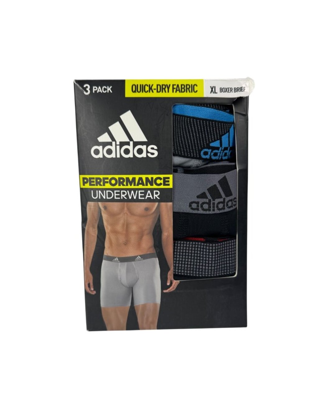 Adidas NEW Boxer Briefs Lot of 3 Men's XL (40-42) 6" inseam Black Grey